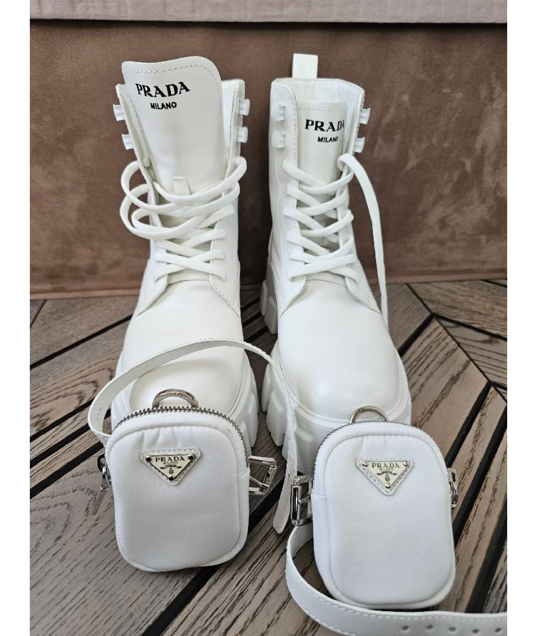 PRADA Белые кожаные ботинки, фото 2