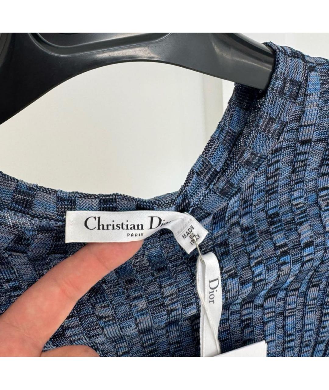 CHRISTIAN DIOR Синее вискозное повседневное платье, фото 3