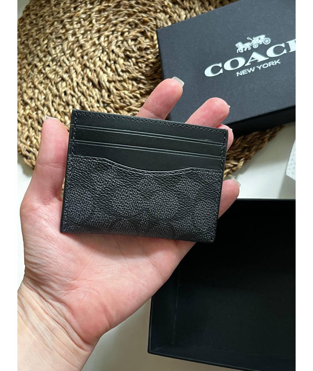 COACH Черная визитница из искусственной кожи, фото 5