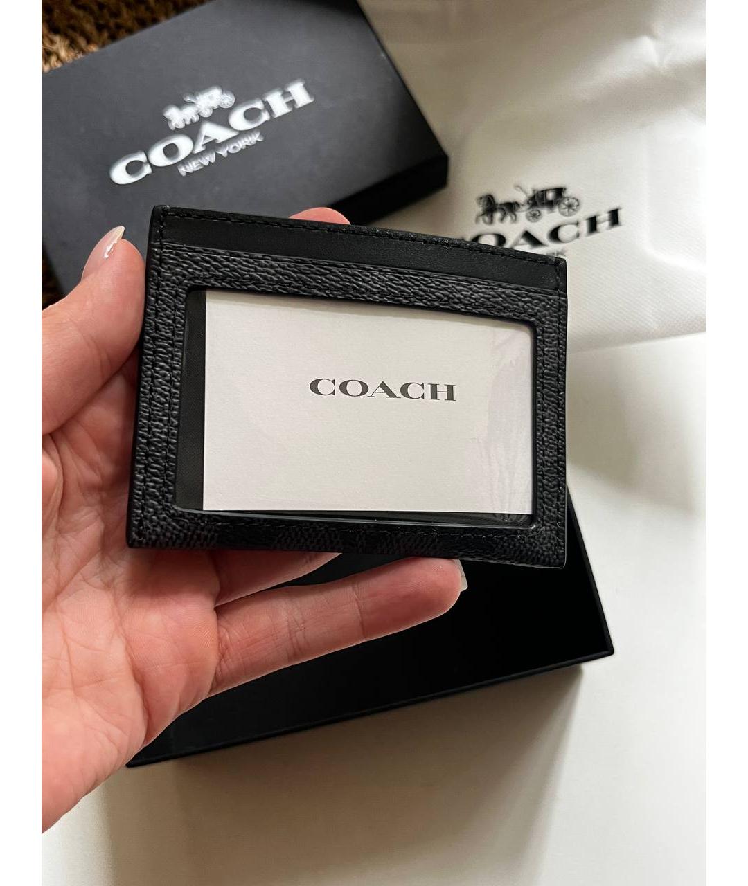 COACH Черная визитница из искусственной кожи, фото 2