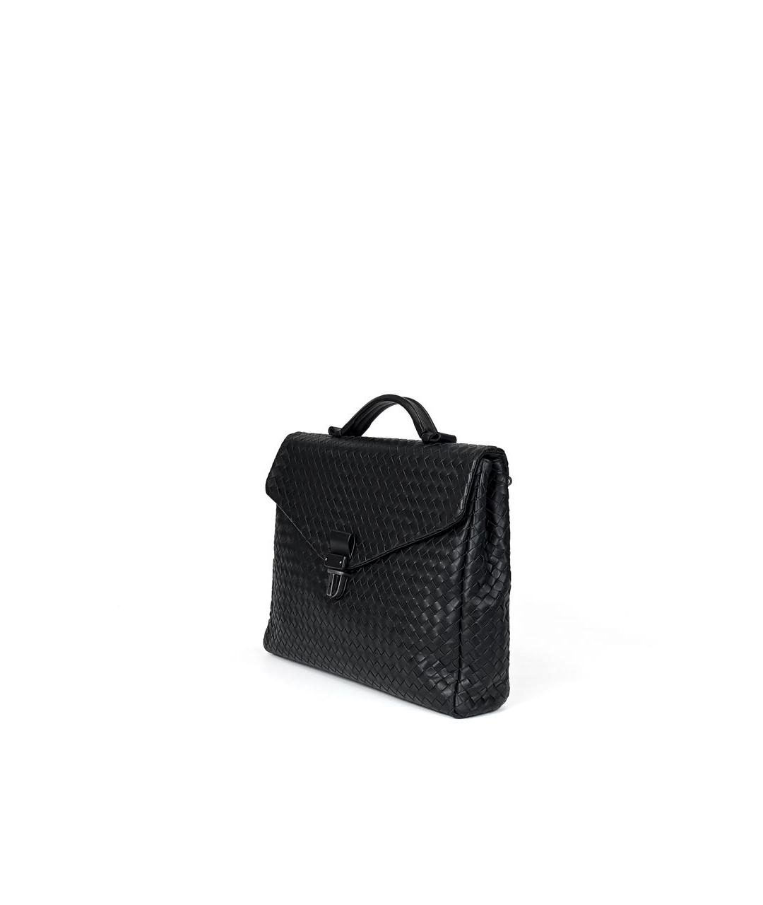 BOTTEGA VENETA Черный кожаный портфель, фото 2