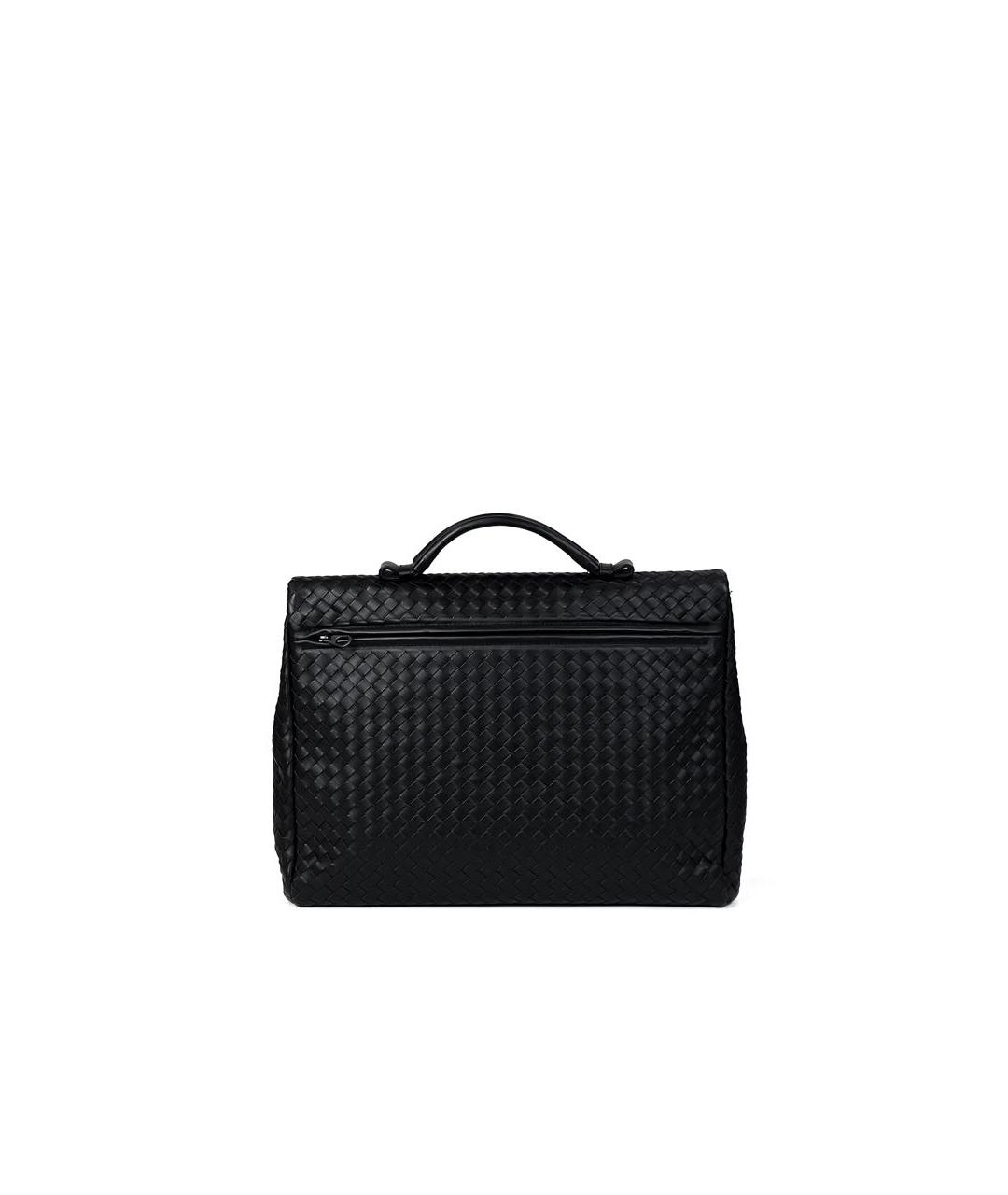 BOTTEGA VENETA Черный кожаный портфель, фото 3