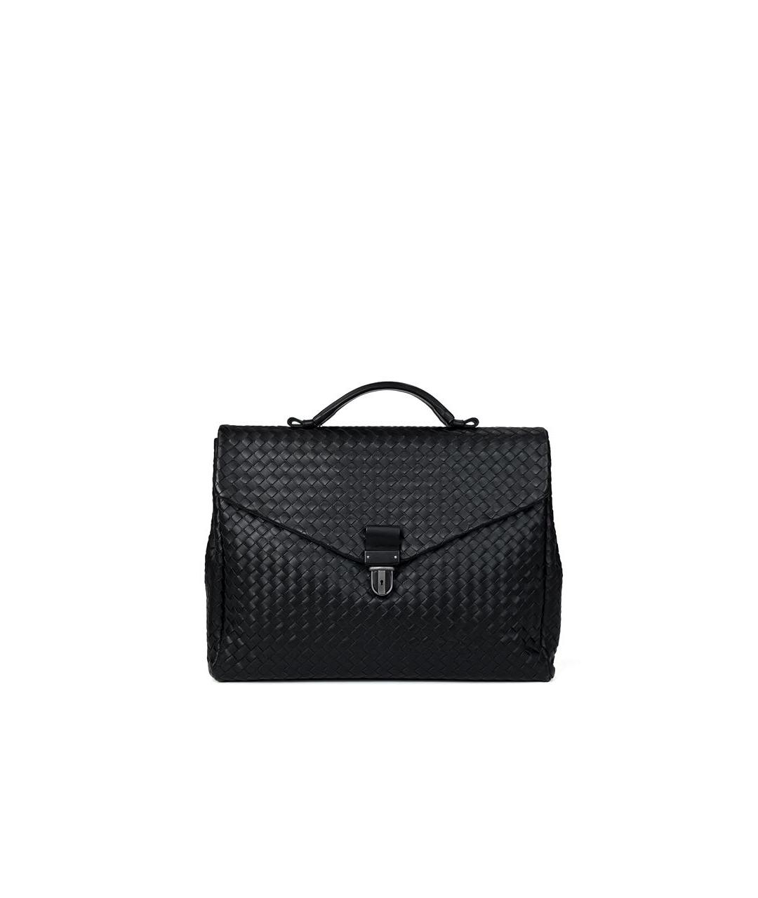 BOTTEGA VENETA Черный кожаный портфель, фото 9