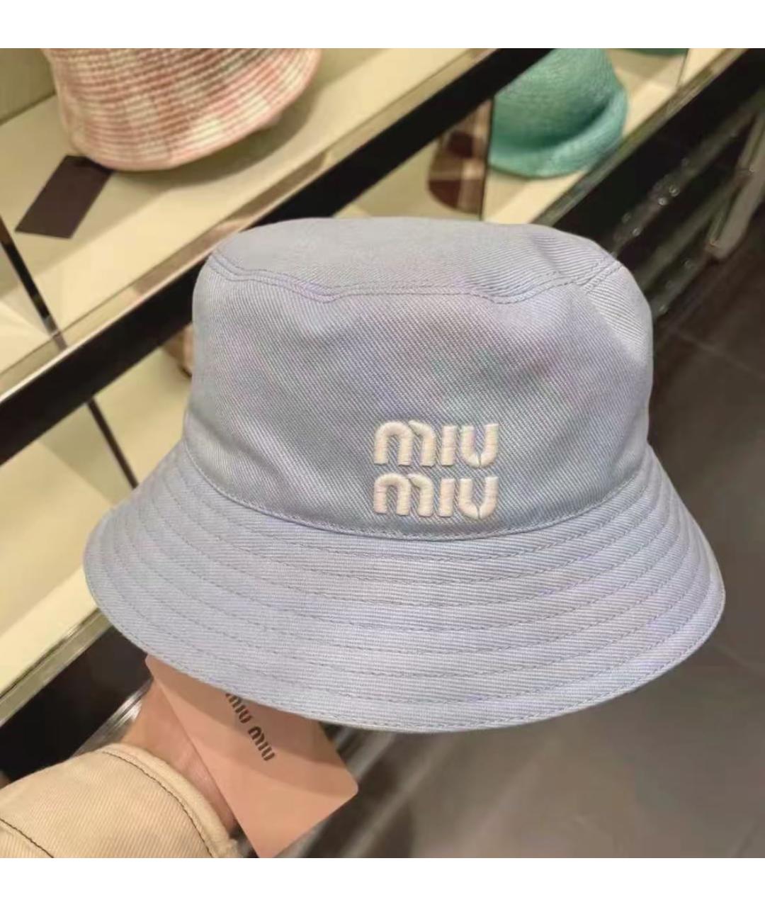 MIU MIU Голубая хлопковая панама, фото 3