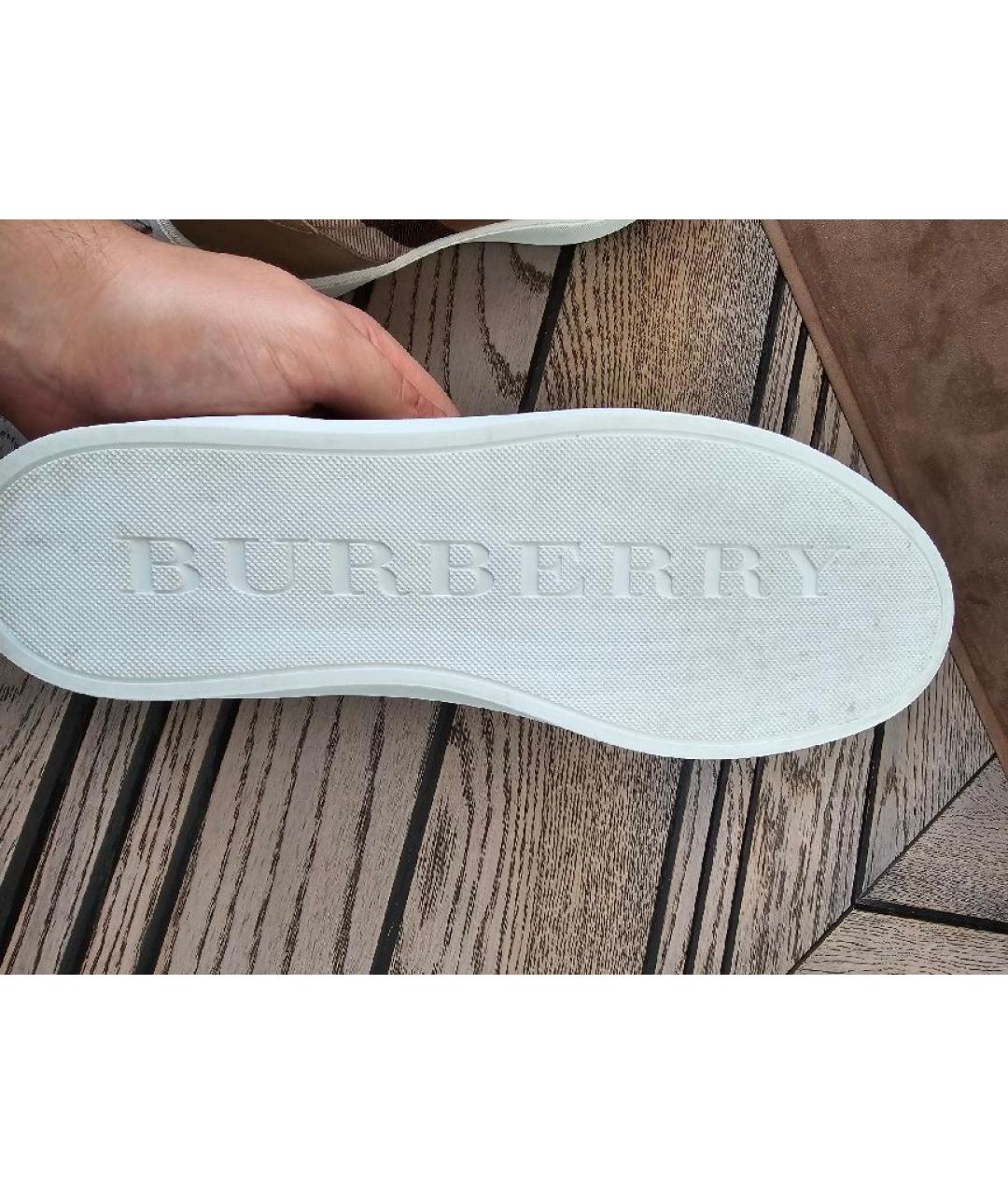 BURBERRY Бежевые кожаные кроссовки, фото 7