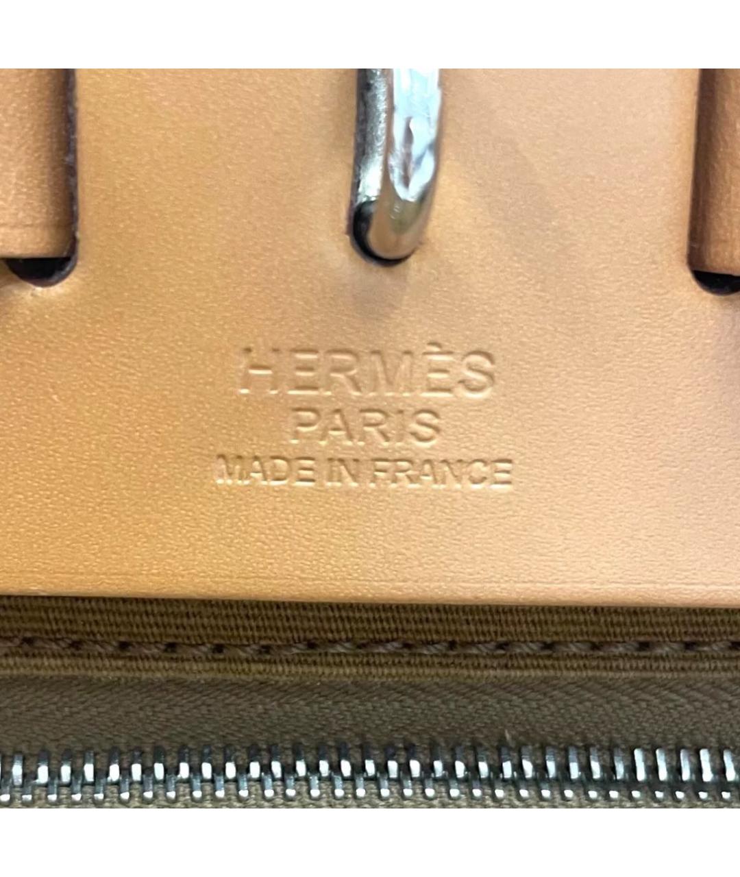 HERMES Бежевая кожаная сумка с короткими ручками, фото 5