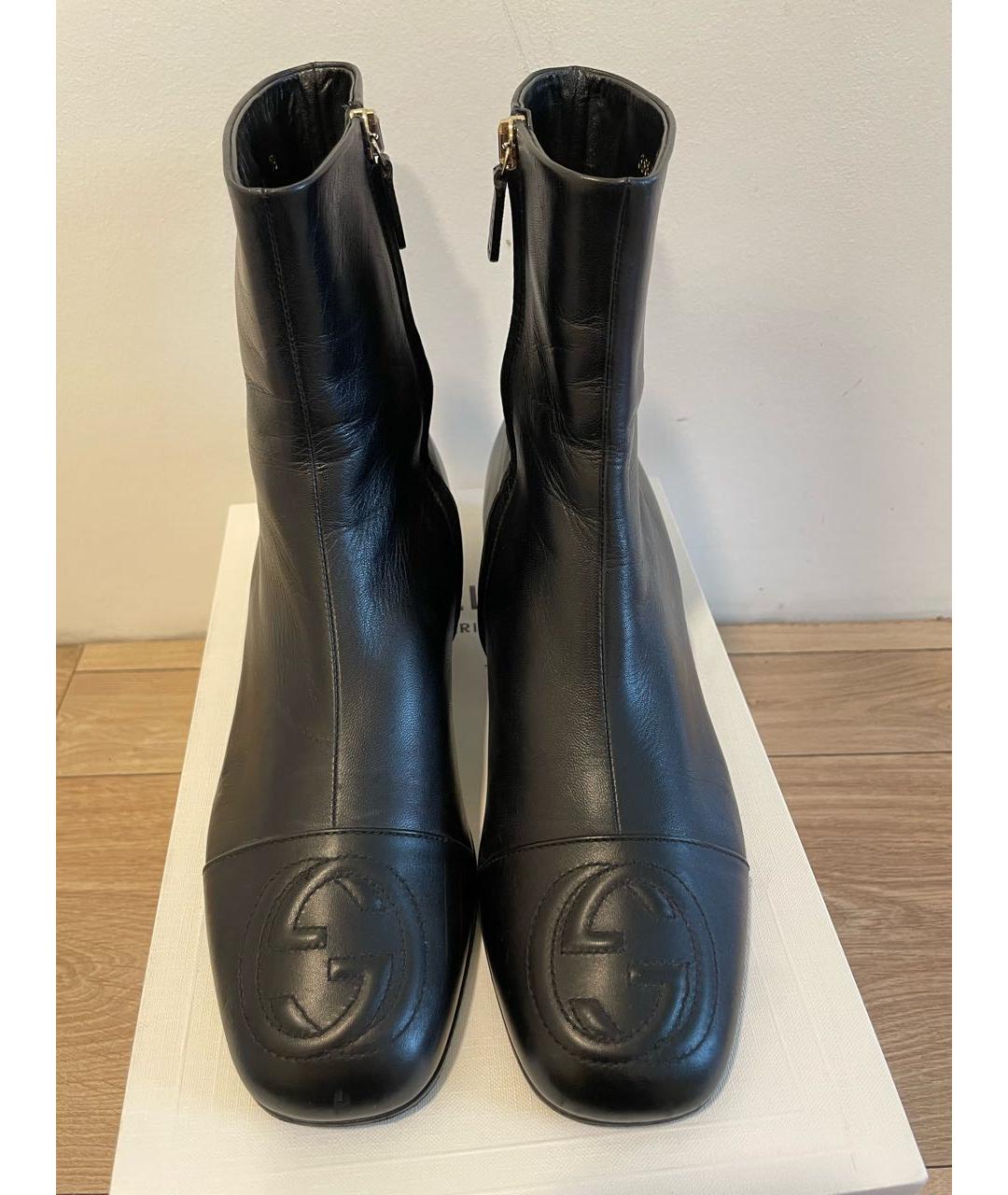 GUCCI Черные кожаные полусапоги, фото 4