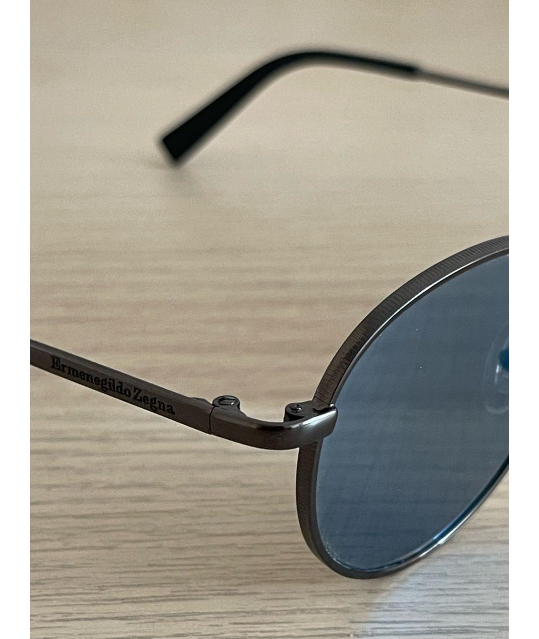 ZEGNA Антрацитовые металлические солнцезащитные очки, фото 3