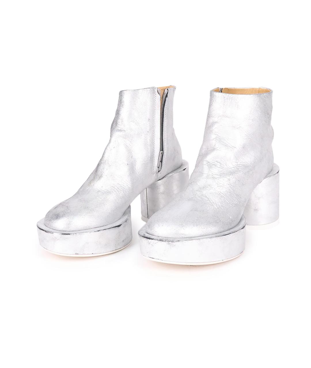 MM6 MAISON MARGIELA Серебряные кожаные ботильоны, фото 3
