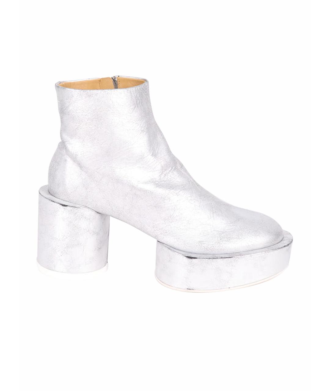MM6 MAISON MARGIELA Серебряные кожаные ботильоны, фото 1
