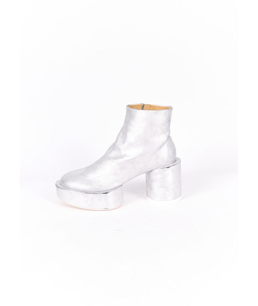 MM6 MAISON MARGIELA Серебряные кожаные ботильоны, фото 6