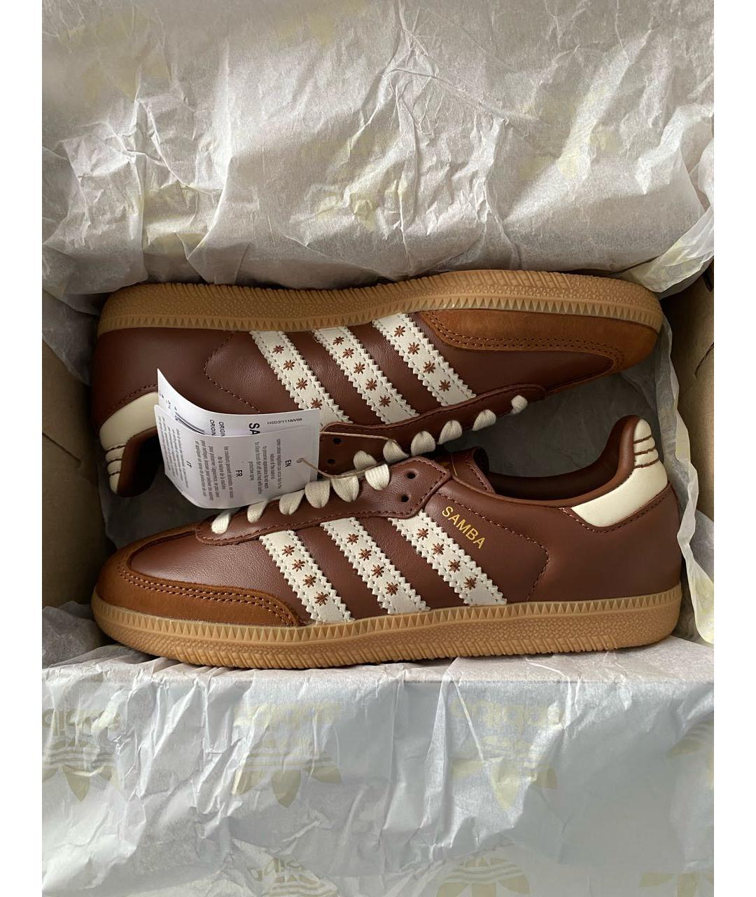 ADIDAS Коричневые кожаные кроссовки, фото 2