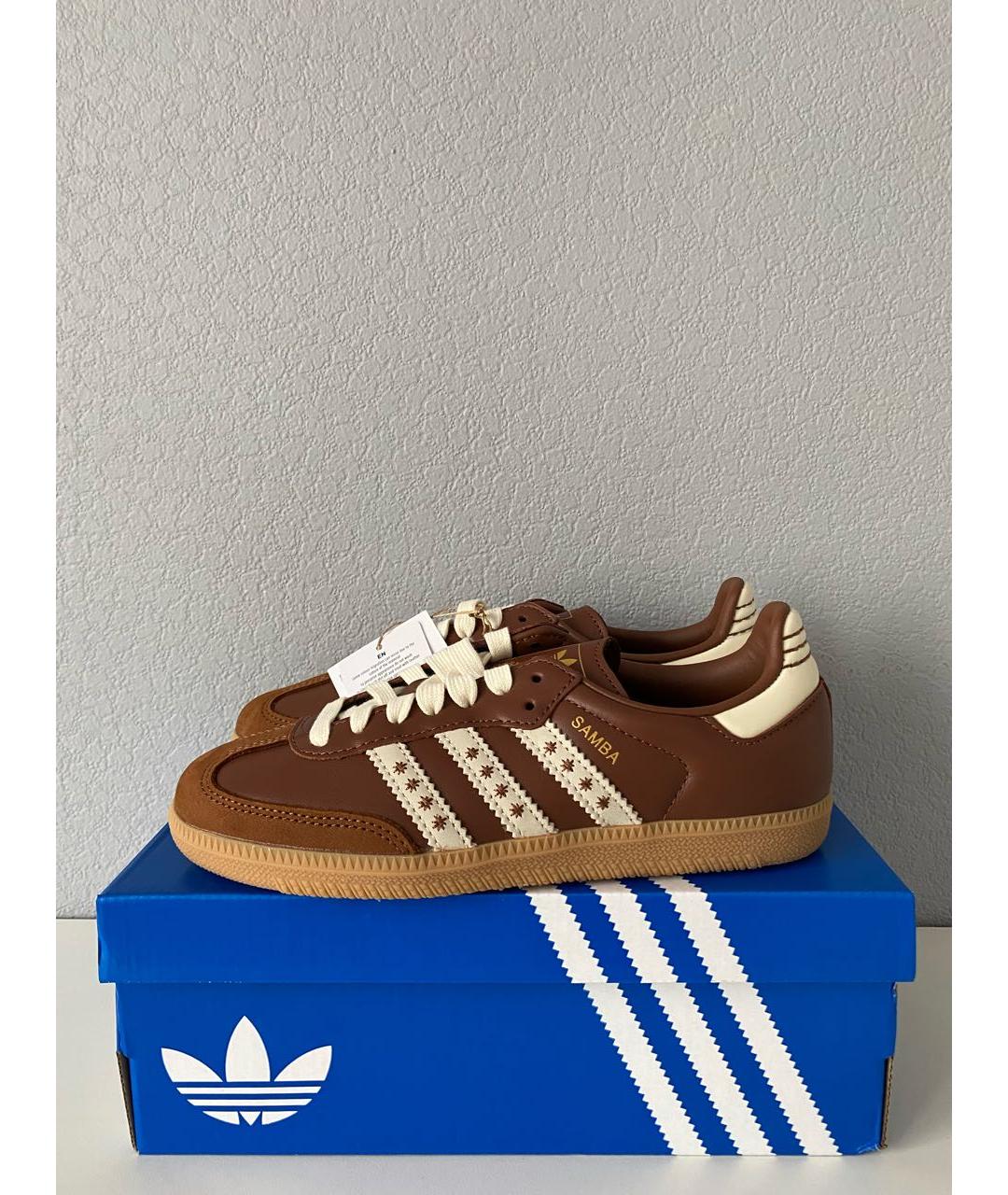 ADIDAS Коричневые кожаные кроссовки, фото 3