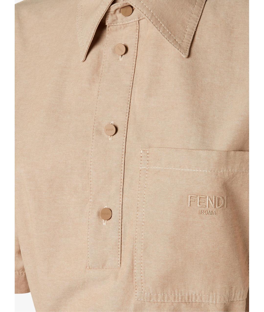FENDI Бежевое хлопковое повседневное платье, фото 3