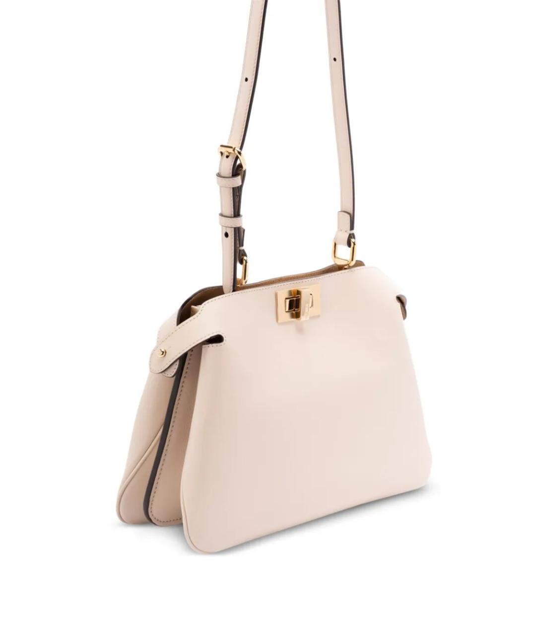 FENDI Бежевая кожаная сумка через плечо, фото 5