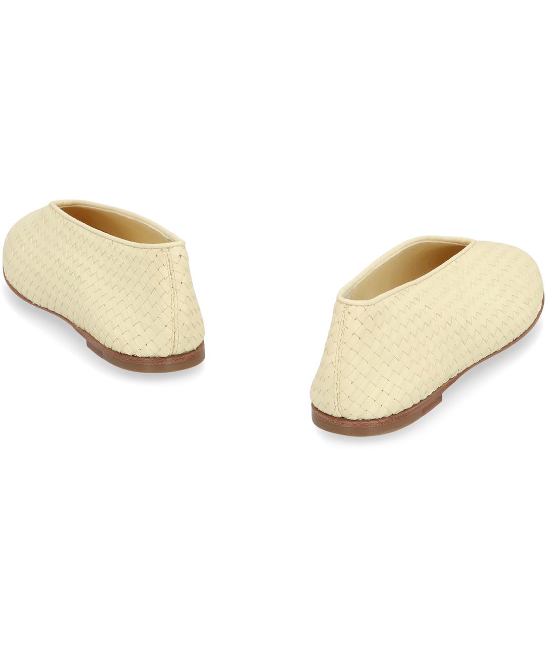 BOTTEGA VENETA Бежевые кожаные балетки, фото 3