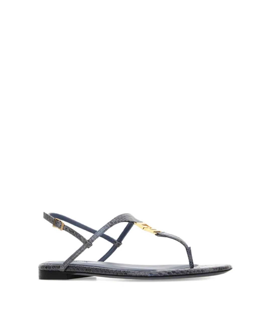 FENDI Синие кожаные сандалии, фото 2