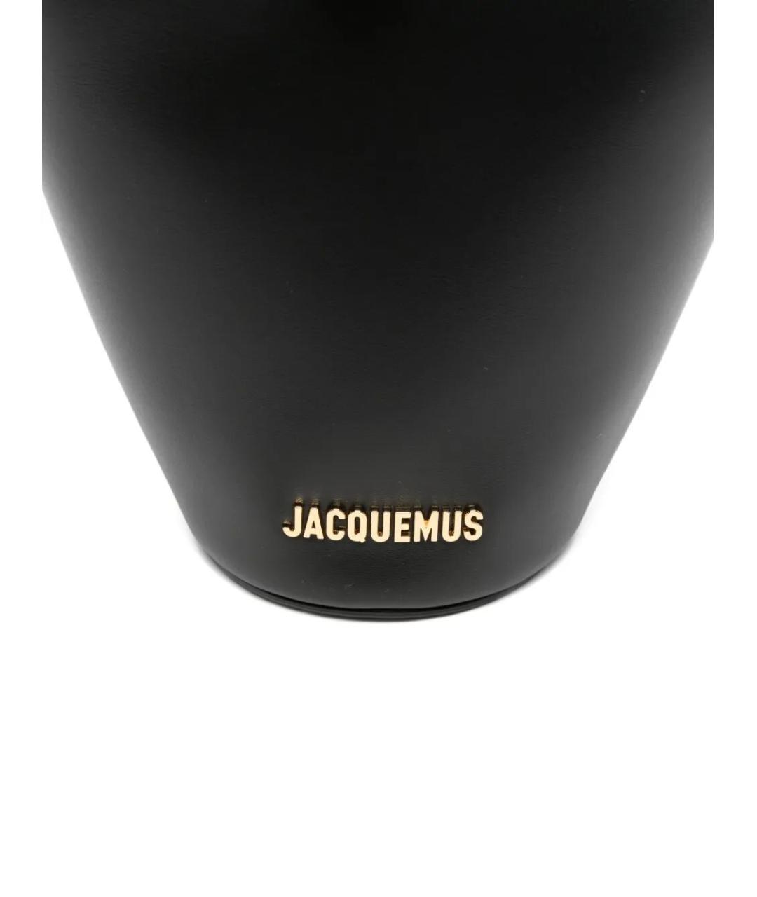 JACQUEMUS Черная кожаная сумка с короткими ручками, фото 3