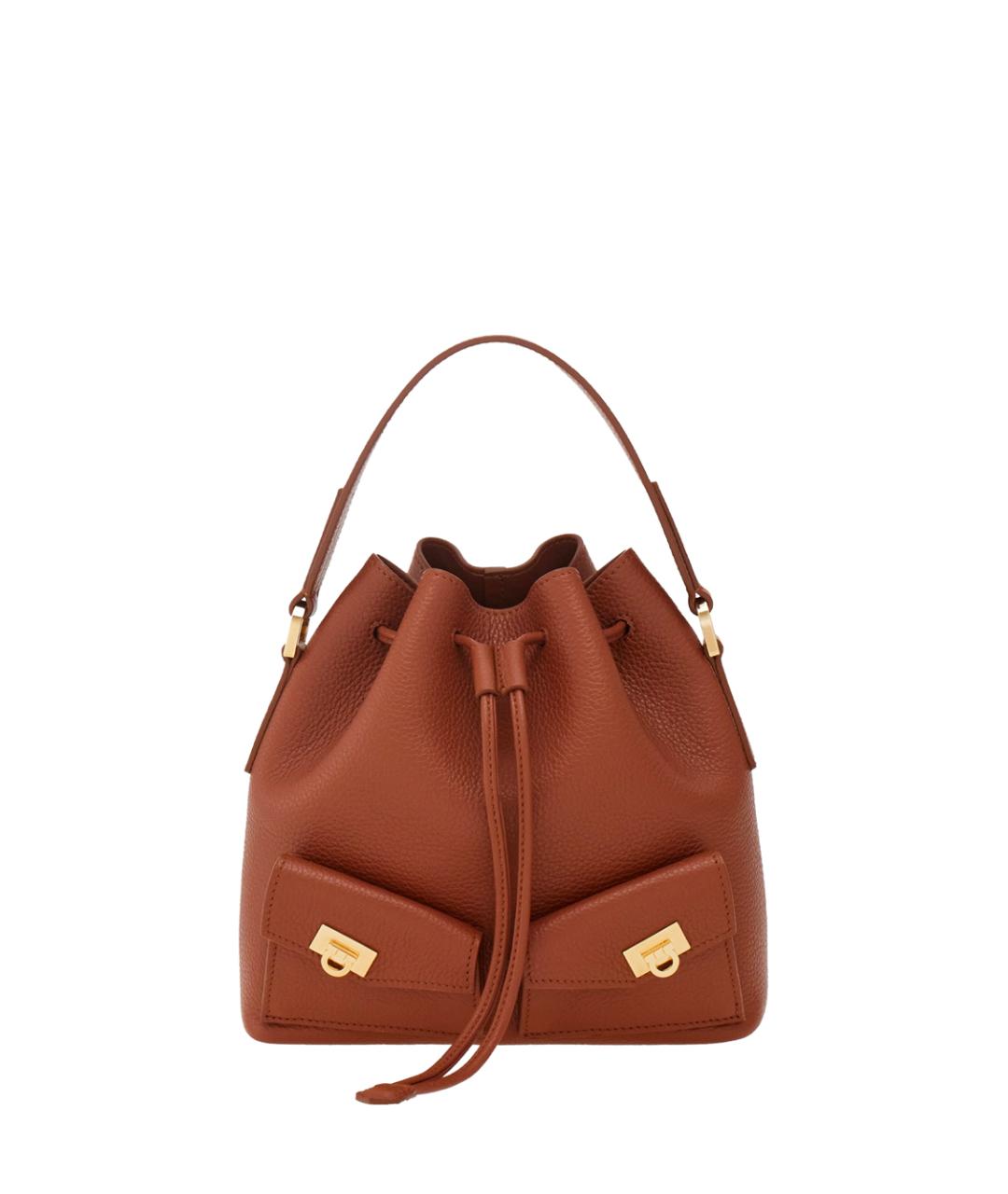 FERRAGAMO Коричневая кожаная сумка тоут, фото 1