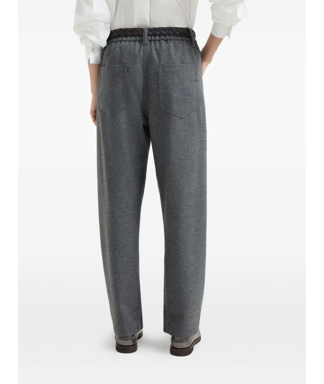 BRUNELLO CUCINELLI Антрацитовые шерстяные прямые брюки, фото 4