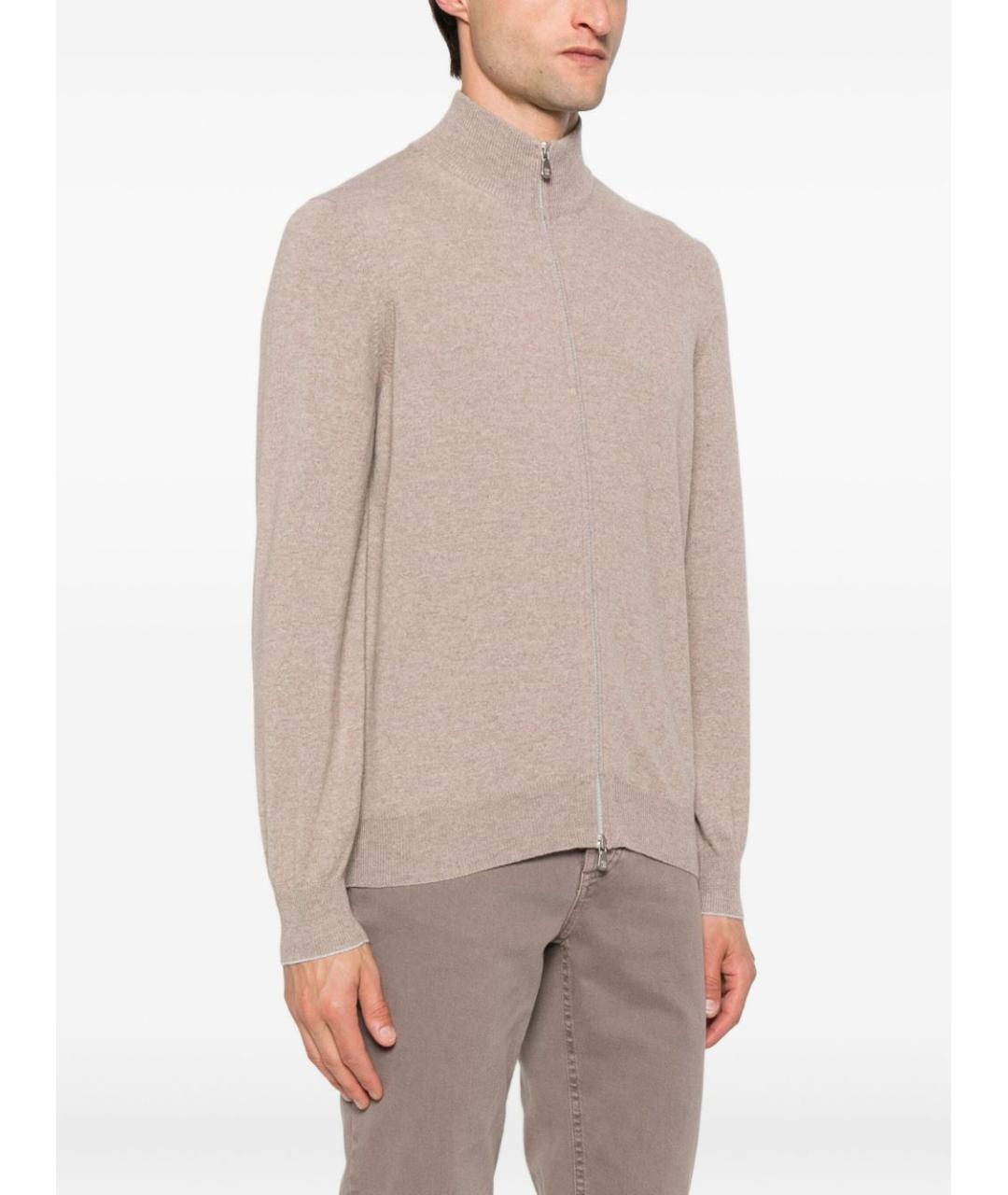 BRUNELLO CUCINELLI Бежевый кашемировый кардиган, фото 2