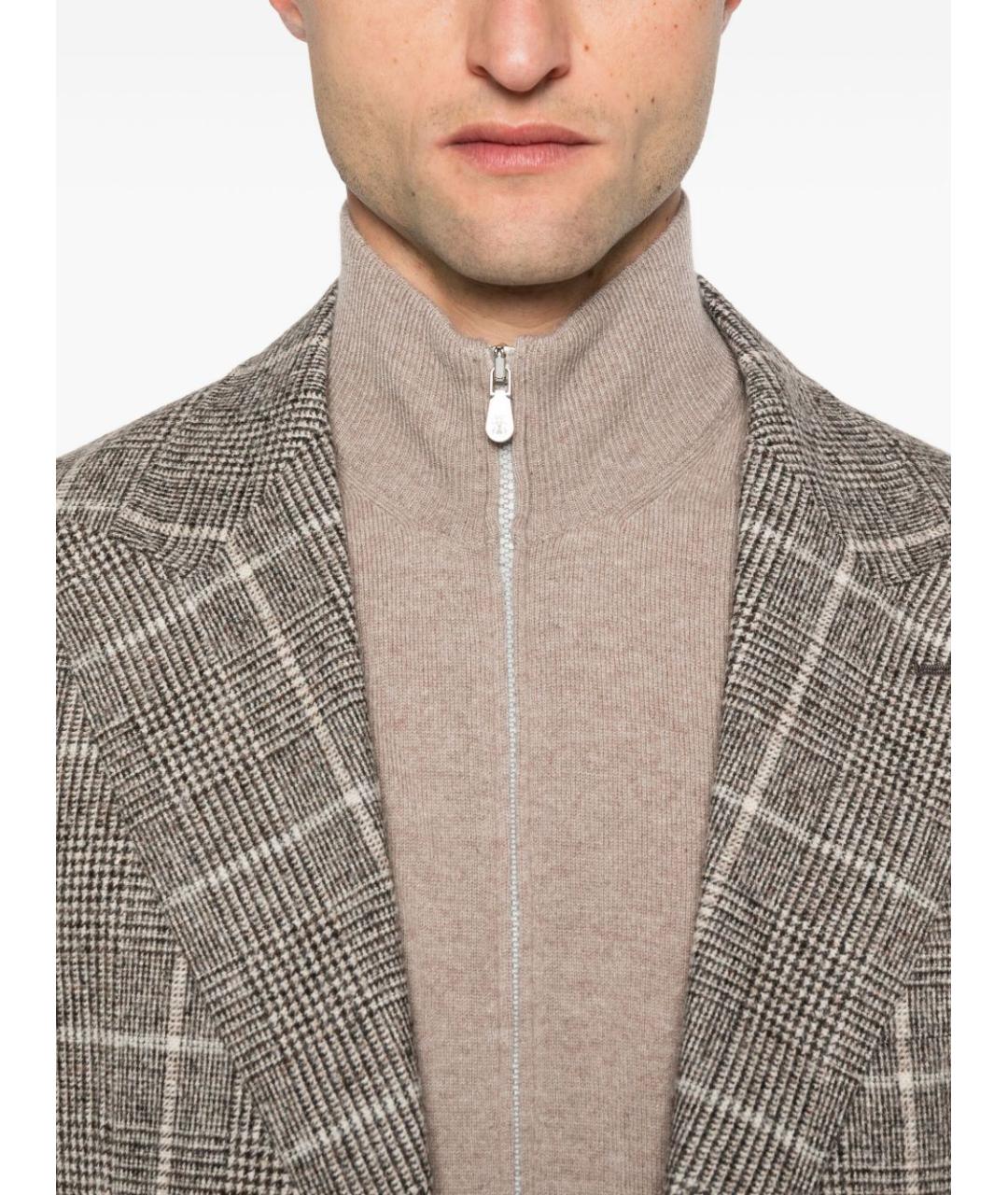 BRUNELLO CUCINELLI Бежевый кашемировый кардиган, фото 5