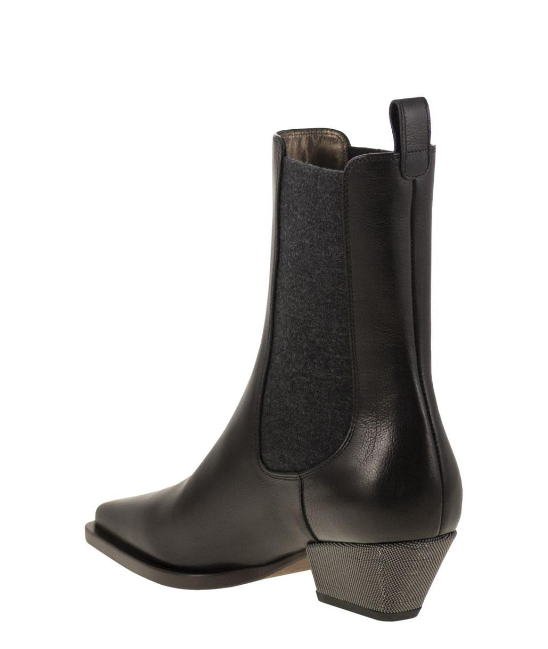 BRUNELLO CUCINELLI Черные кожаные ботинки, фото 3