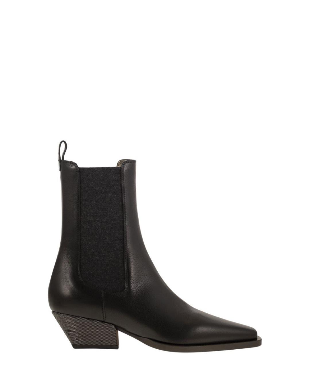 BRUNELLO CUCINELLI Черные кожаные ботинки, фото 1