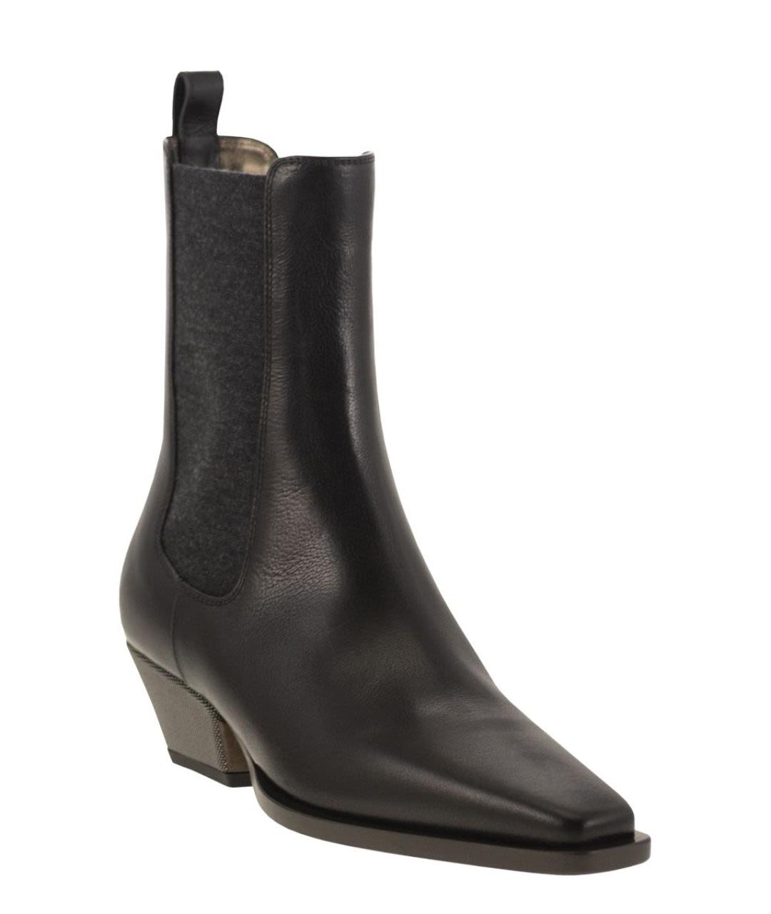 BRUNELLO CUCINELLI Черные кожаные ботинки, фото 2