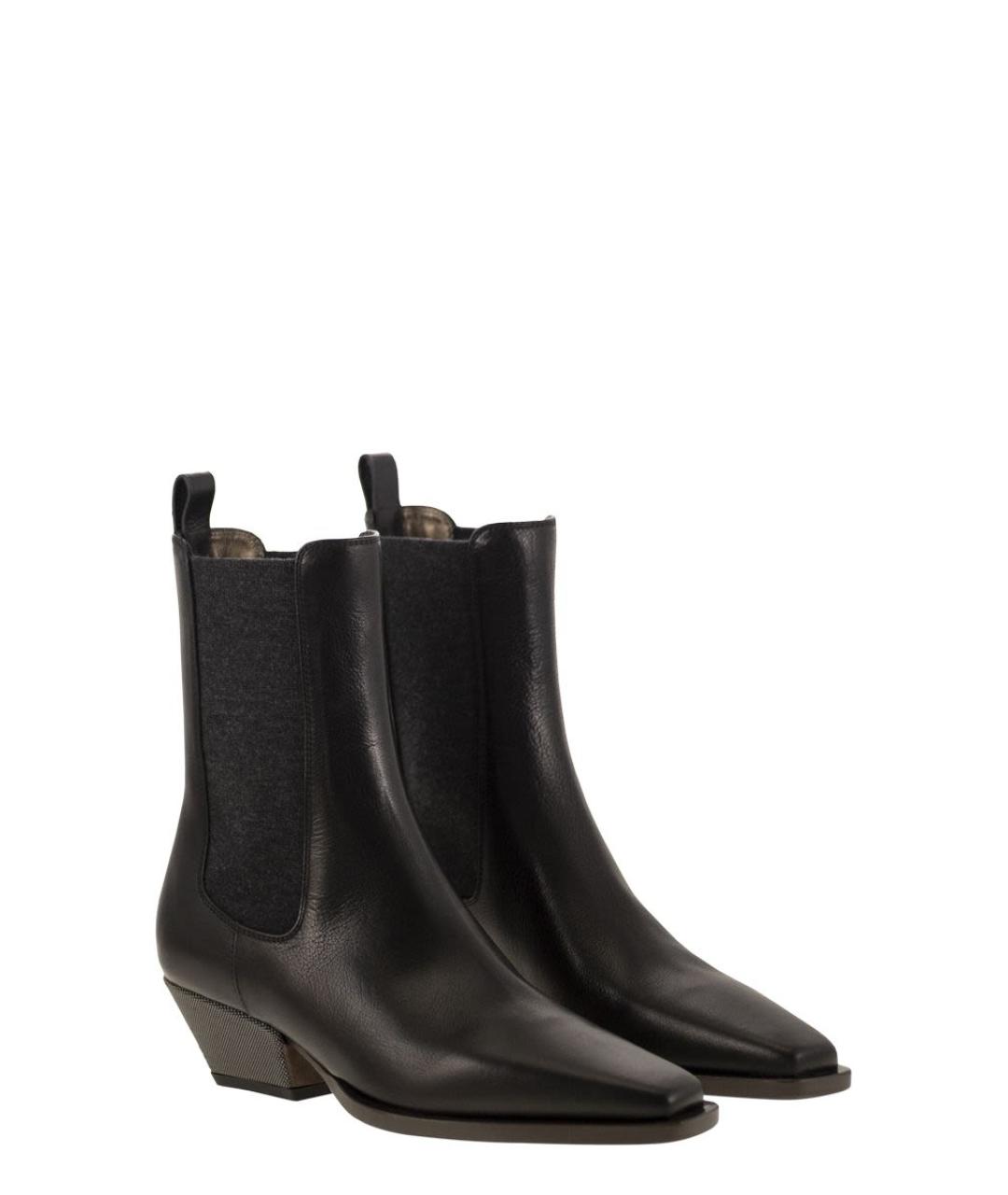 BRUNELLO CUCINELLI Черные кожаные ботинки, фото 4