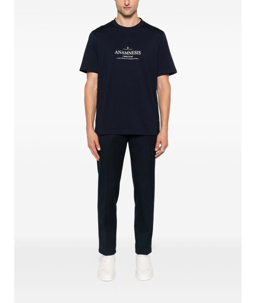 BRUNELLO CUCINELLI Темно-синяя хлопковая футболка, фото 3