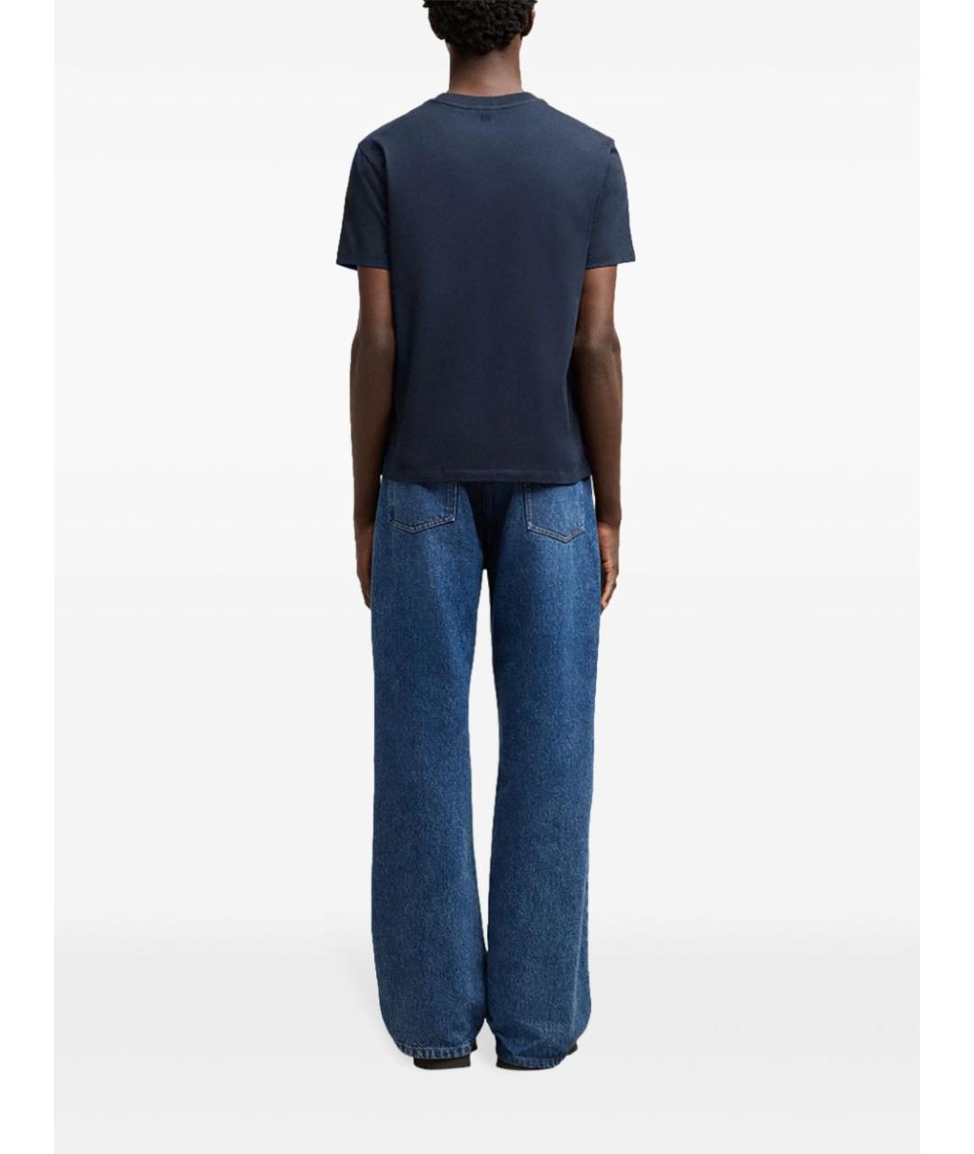 Ami Paris Синее хлопковое поло с коротким рукавом, фото 3