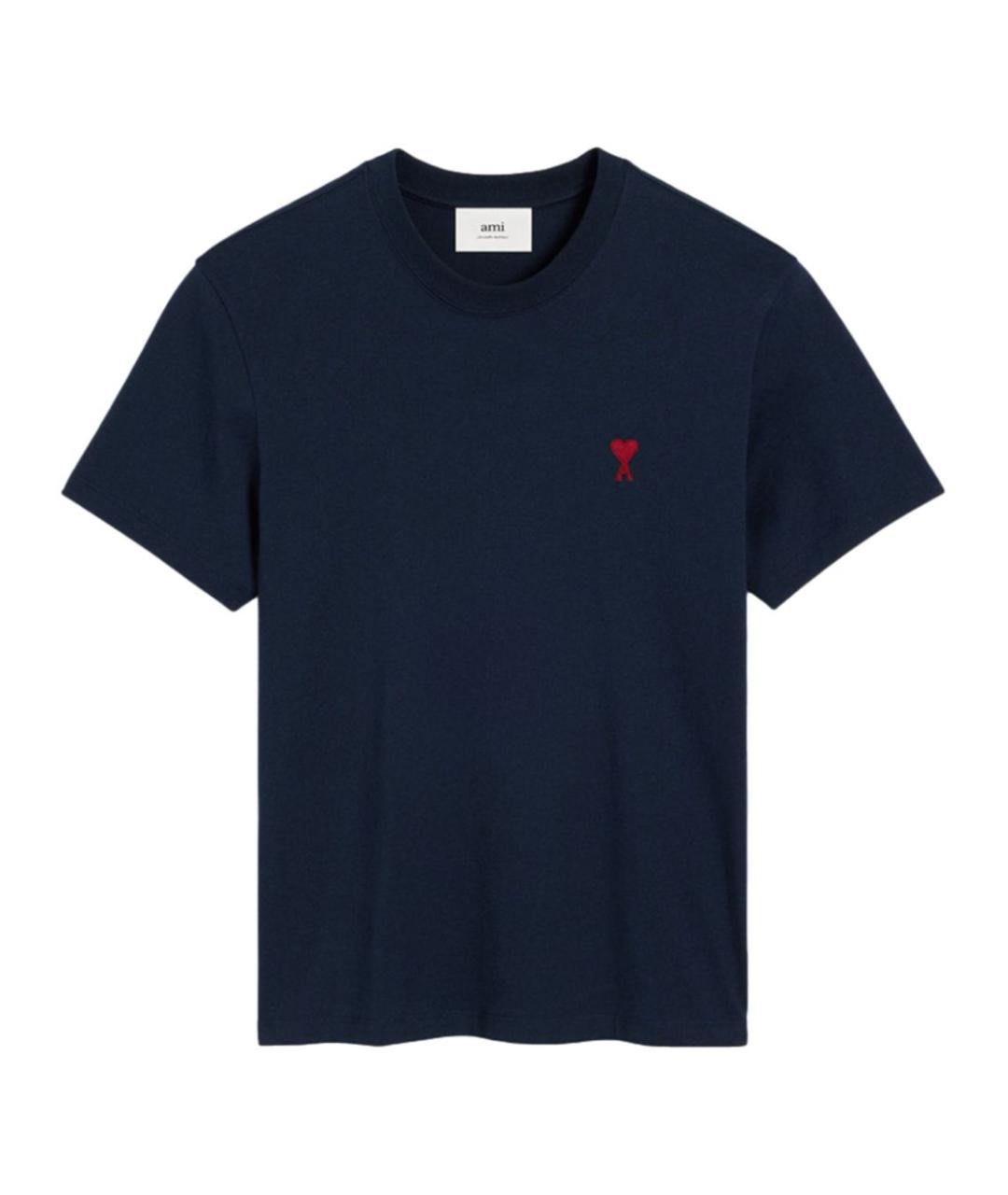 Ami Paris Синее хлопковое поло с коротким рукавом, фото 1