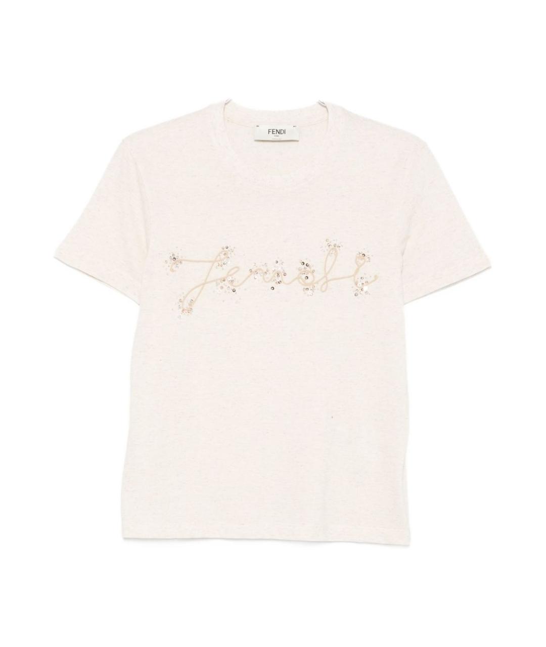 FENDI Бежевая хлопковая футболка, фото 1