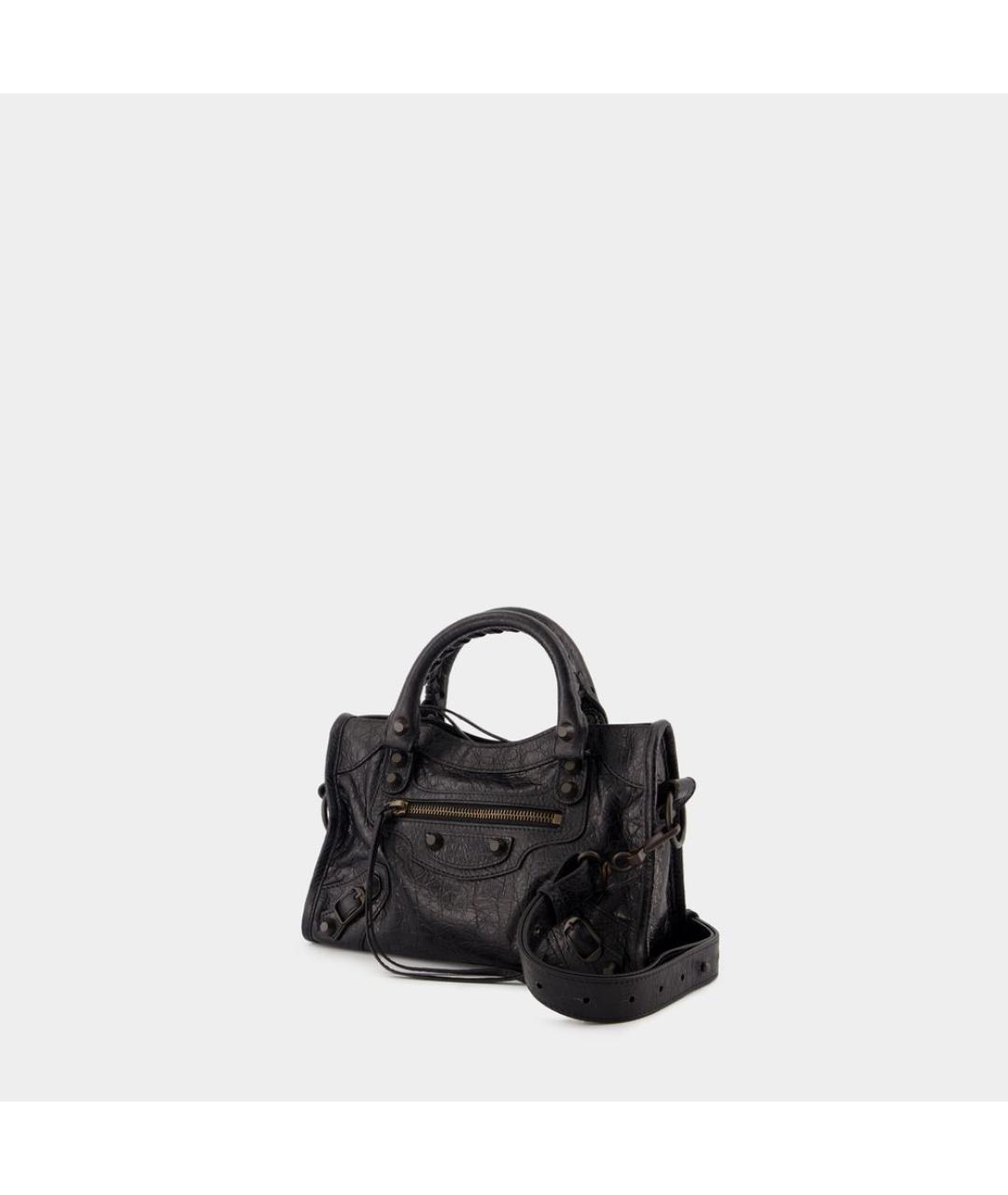 BALENCIAGA Черная кожаная сумка с короткими ручками, фото 2