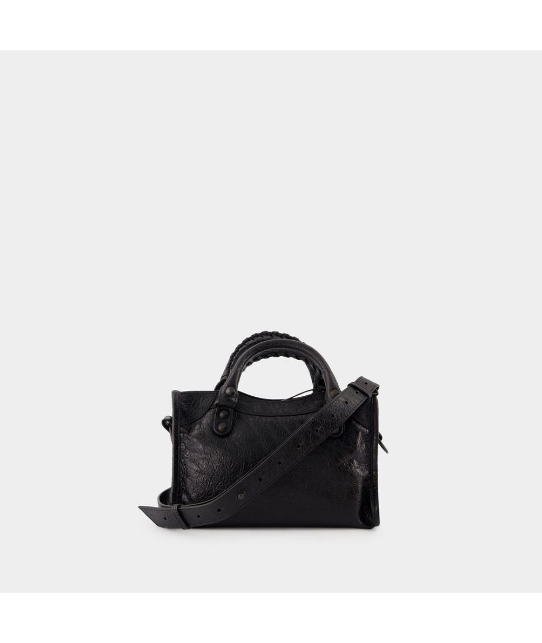BALENCIAGA Черная кожаная сумка с короткими ручками, фото 3
