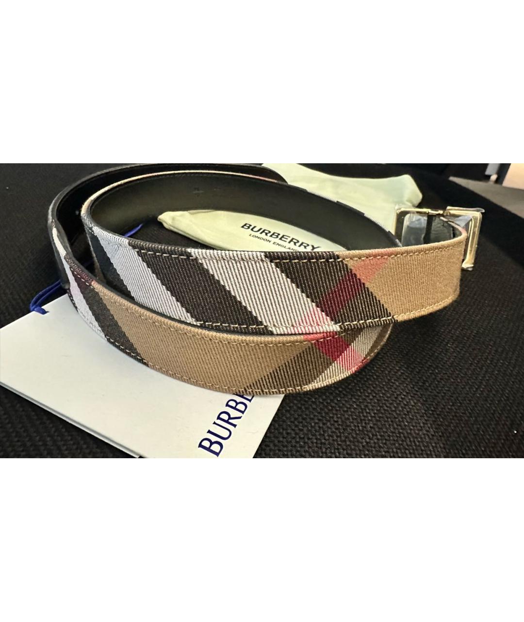 BURBERRY Бежевый кожаный ремень, фото 3