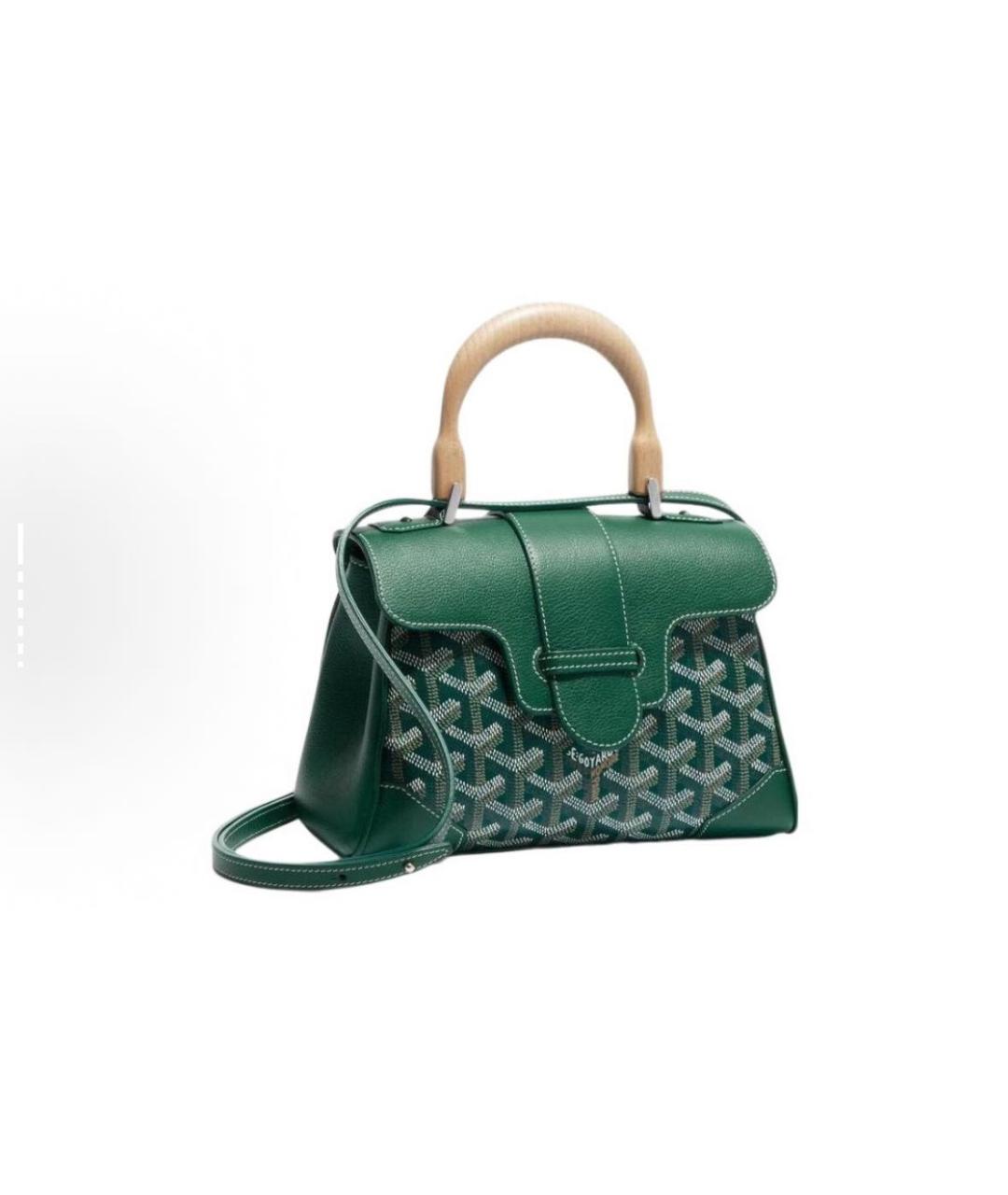 GOYARD Зеленая кожаная сумка с короткими ручками, фото 5