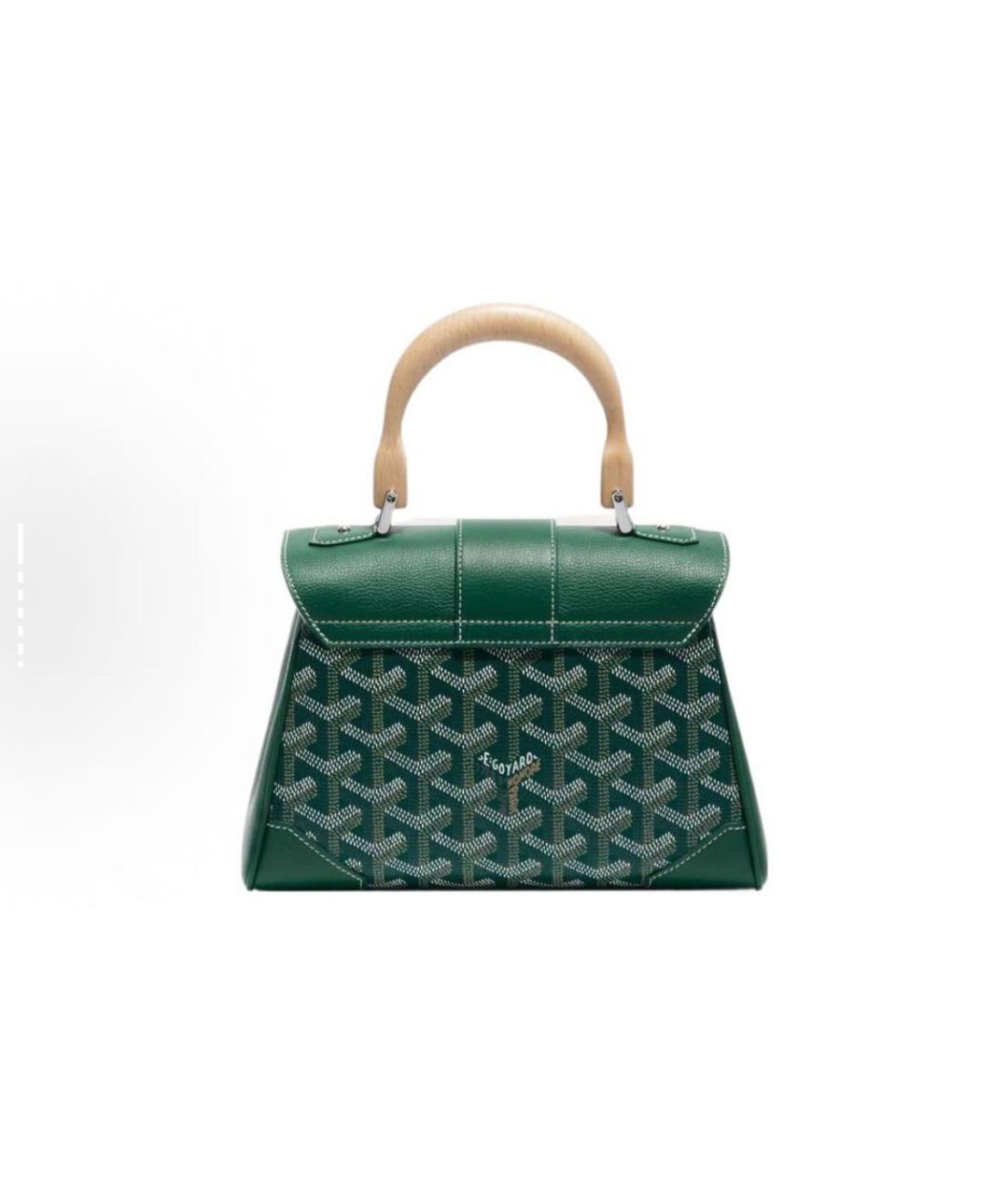 GOYARD Зеленая кожаная сумка с короткими ручками, фото 2