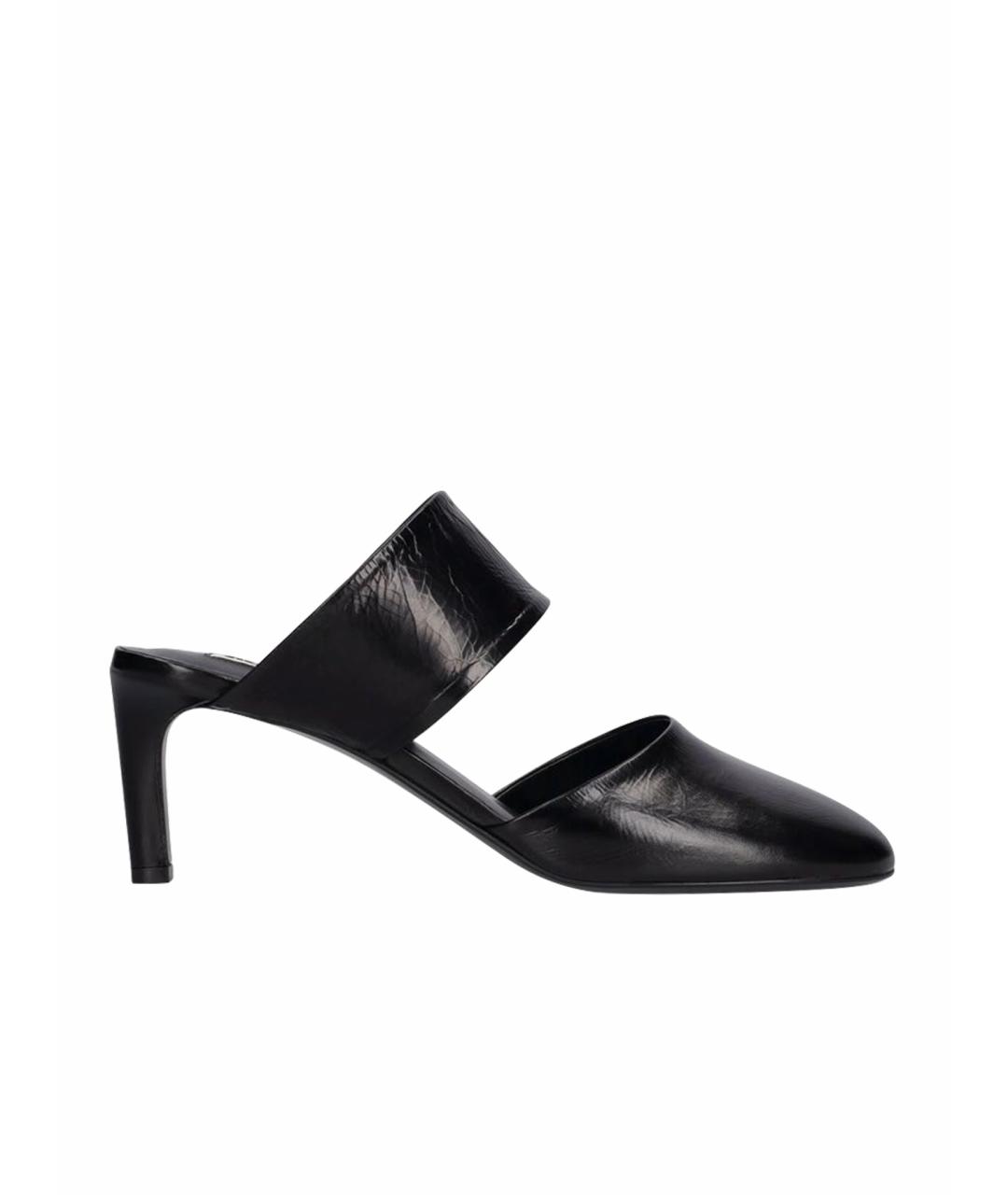 JIL SANDER Черные кожаные мюли, фото 1