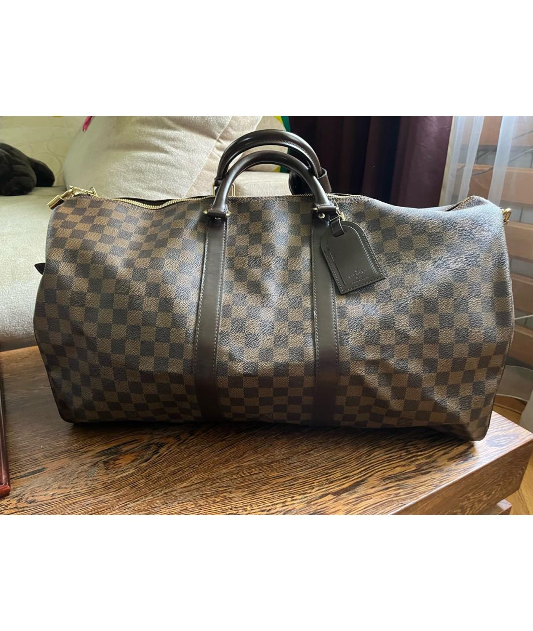 LOUIS VUITTON Коричневая дорожная/спортивная сумка из искусственной кожи, фото 6