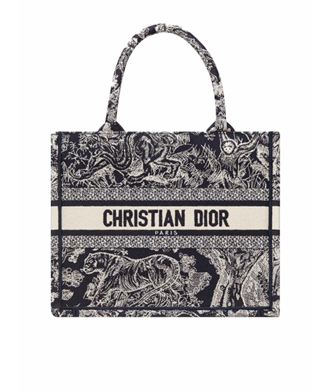 CHRISTIAN DIOR Антрацитовая тканевая сумка тоут, фото 1