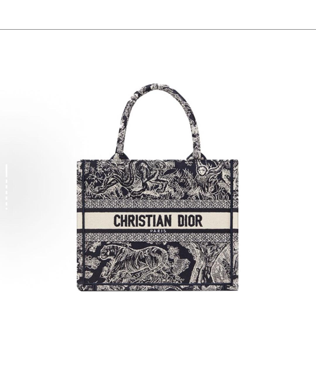 CHRISTIAN DIOR Антрацитовая тканевая сумка тоут, фото 6