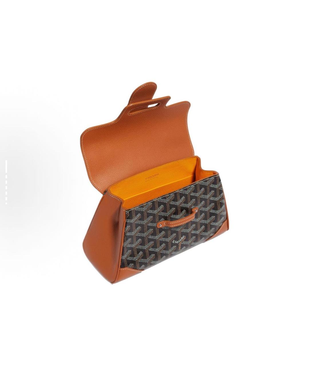GOYARD Коричневая кожаная сумка с короткими ручками, фото 3