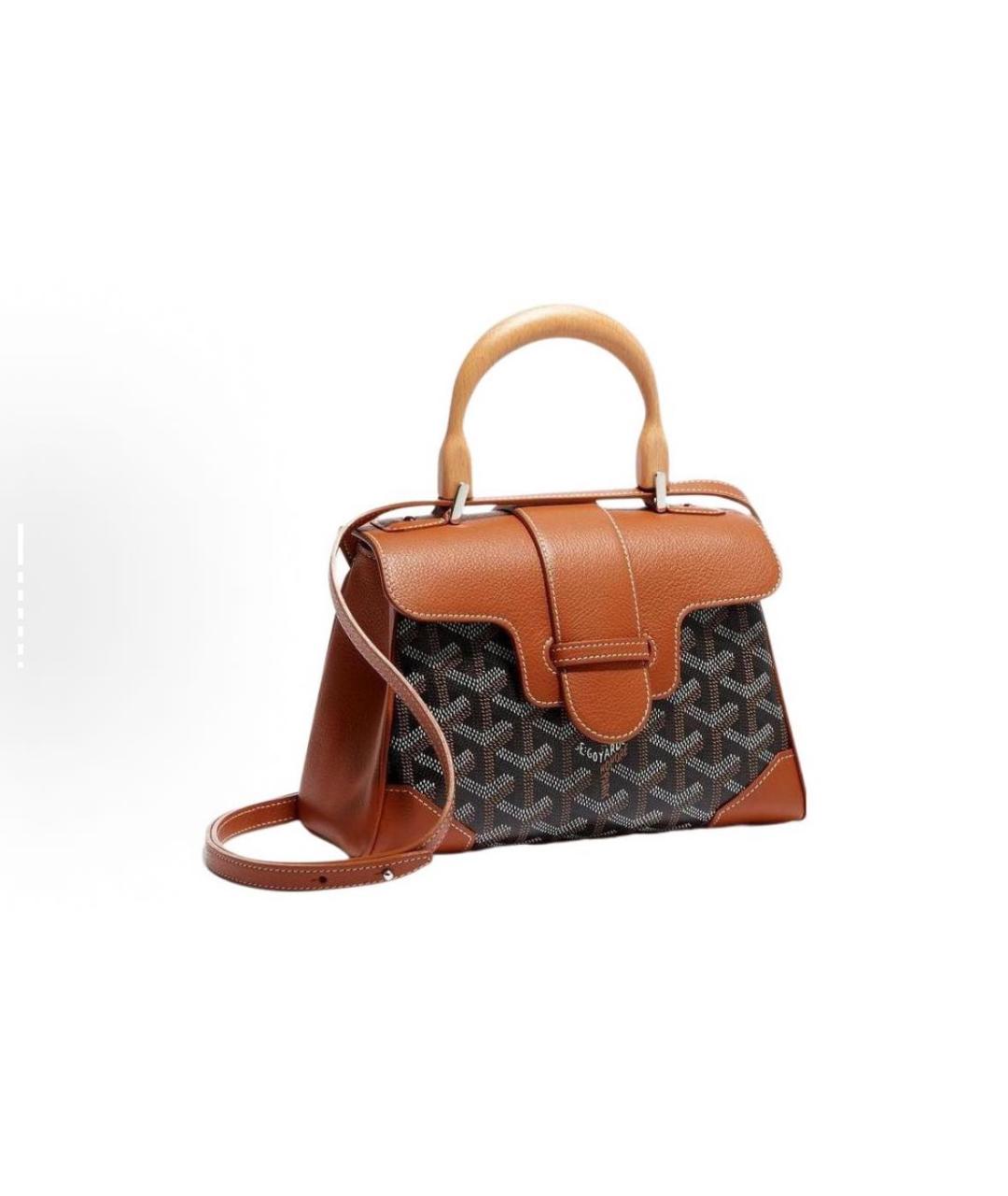 GOYARD Коричневая кожаная сумка с короткими ручками, фото 5