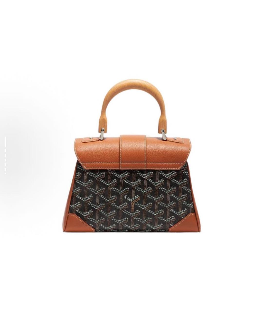 GOYARD Коричневая кожаная сумка с короткими ручками, фото 2