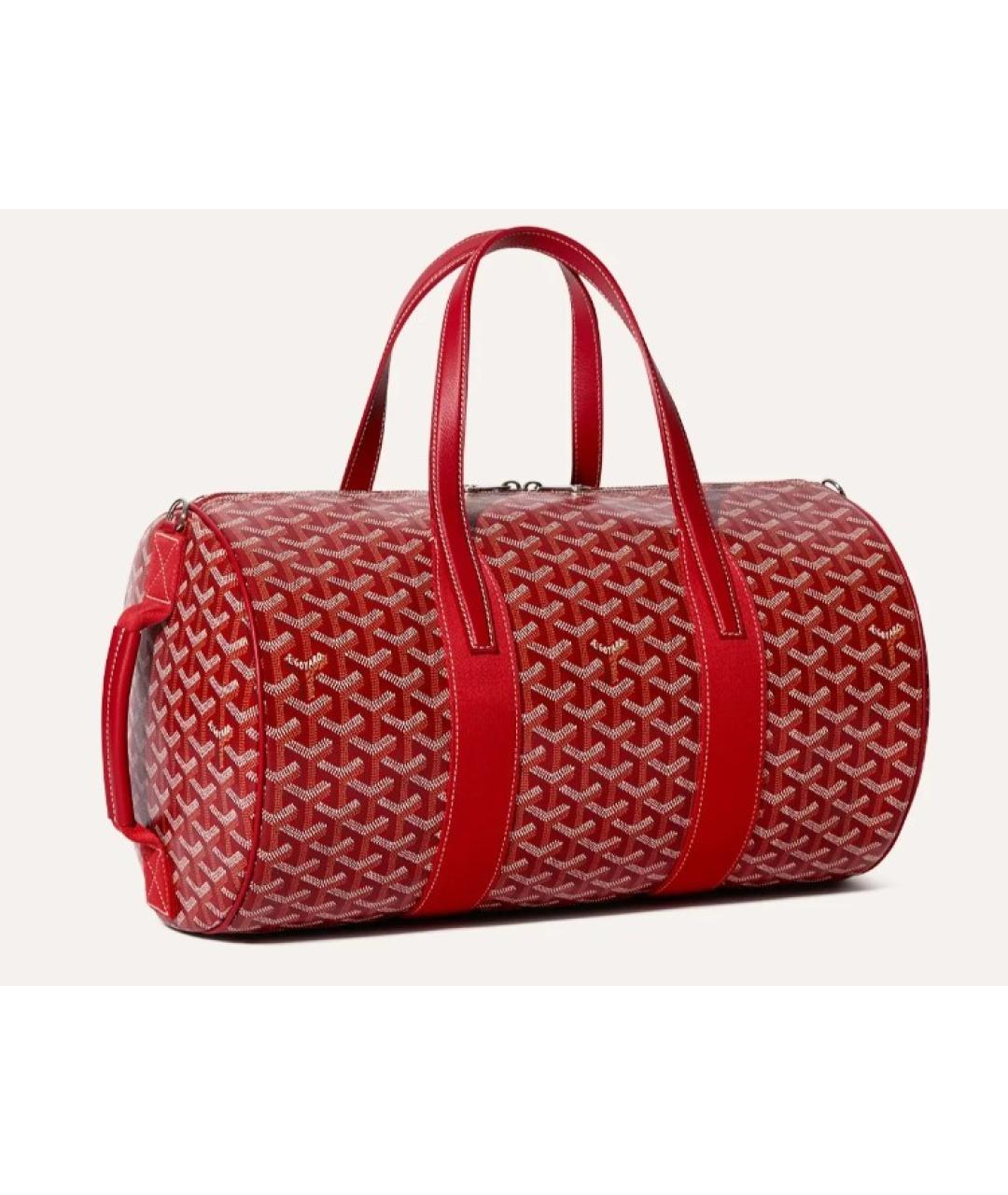 GOYARD Красная кожаная дорожная/спортивная сумка, фото 4