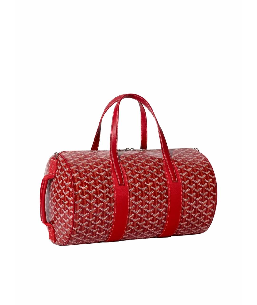 GOYARD Красная кожаная дорожная/спортивная сумка, фото 1
