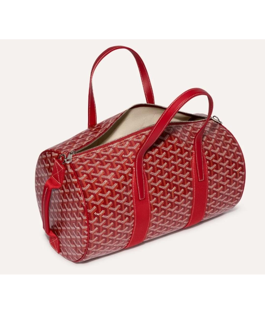 GOYARD Красная кожаная дорожная/спортивная сумка, фото 3