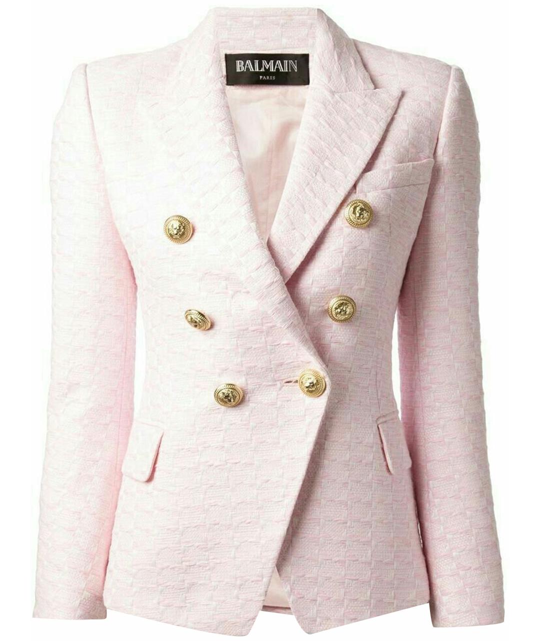BALMAIN Розовый хлопковый жакет/пиджак, фото 1